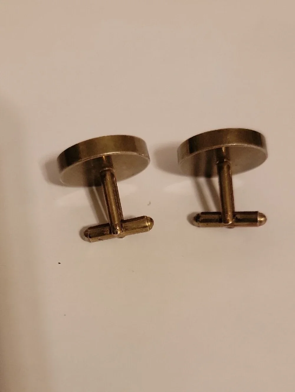 Brass-Tone Brown Pattern Round Cufflinks